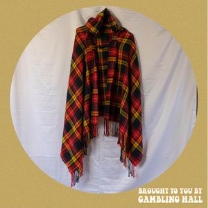 plaid hooded poncho